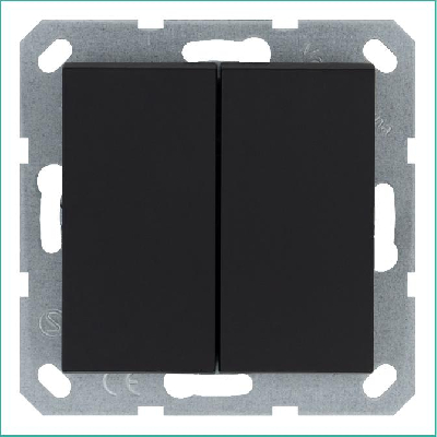 Переключатель проходной 2-кл. 10А IP20 механизм черн. матов. soft touch Jasmart G3022PB