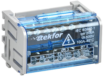Шины на DIN-рейку (кросс-модуль) ШНК 2х7 L+PEN TEKFOR IEK TF-DN10-2-07-100