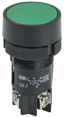 Кнопка SВ-7 "Пуск" d22мм 1НО+1НЗ 240В зел. GENERICA BBT40-SB7-K06