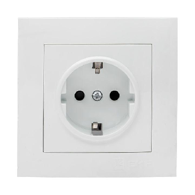 Розетка 1-м СП Валенсия 16А IP20 с заземл. защ. шторки бел. PROxima EKF EWR16-028-10