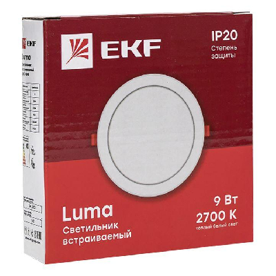 Светильник светодиодный ДВО 1004 9Вт 2700К IP20 встраив. Basic EKF DLL-1004-9-2700