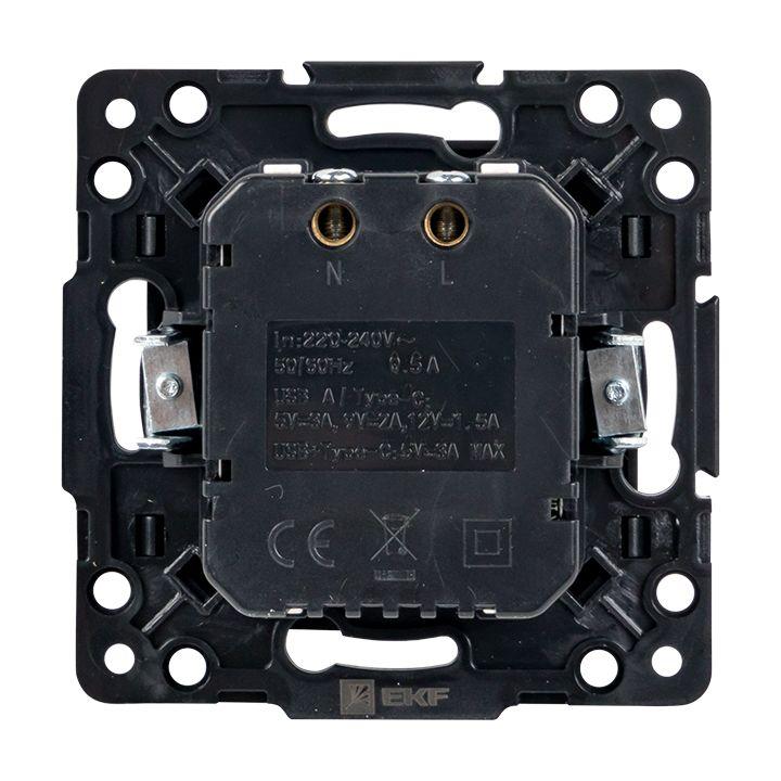 Розетка USB 2-м Стокгольм тип A+C механизм черн. PROxima EKF EZR-2USB-type-C 4