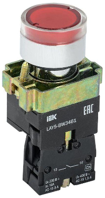 Кнопка LAY5-BW3461 1НО с подсветкой красн. KARAT IEK BBT50-BW-K04