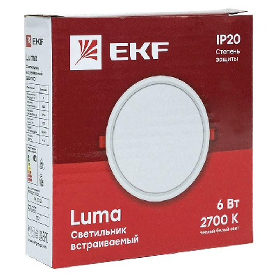 Светильник светодиодный ДВО 1001 6Вт 2700К IP20 встраив. Basic EKF DLL-1001-6-2700