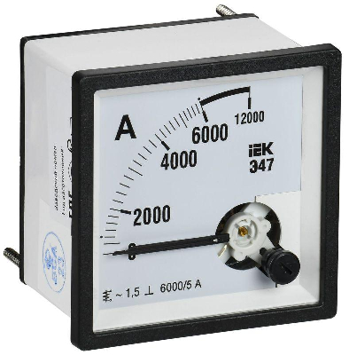 Амперметр Э47 6000/5А класс точн. 1.5 72х72мм IEK IPA10-6-6000-E