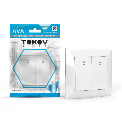 Переключатель проходной 2-кл. СП AVA 10А IP20 в сборе бел. TOKOV ELECTRIC TKL-AV-P2F-C01