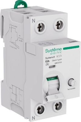 Выключатель дифференциального тока 2п 63А 30мА тип A Systeme9 230В SE S9R22263