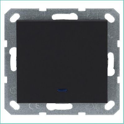 Выключатель 1-кл. 10А IP20 с подсветкой механизм черн. матовый soft touch Jasmart G3011NPB